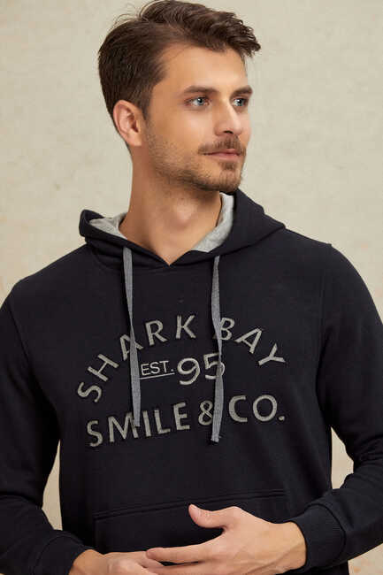 Lacivert Kapüşonlu Sweatshirt - SMILE (1)