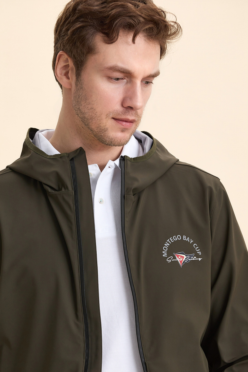 Haki Strech Kapüşonlu Yazlık Mont