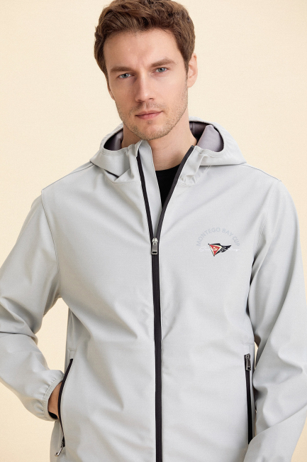 Hooded Gray Summer Coat Gri