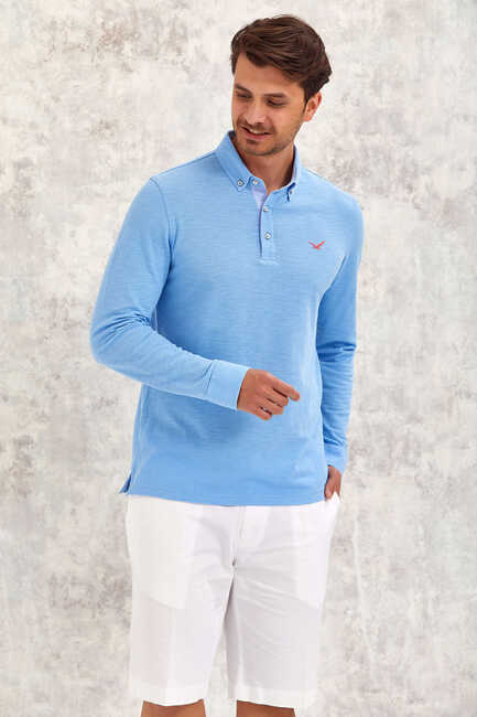 Blue 100% Cotton Long Sleeve T-Shirt Blue