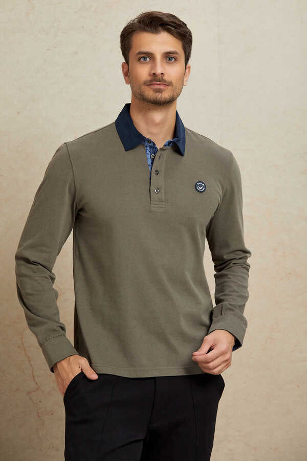 Khaki 100% Cotton Sweatshirt - 1