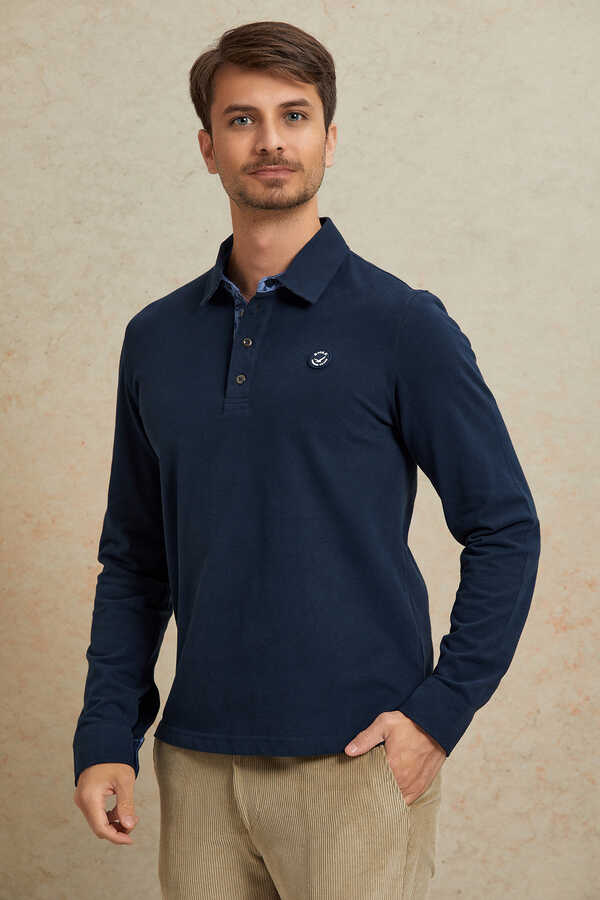 Navy Blue 100% Cotton Sweatshirt - 1