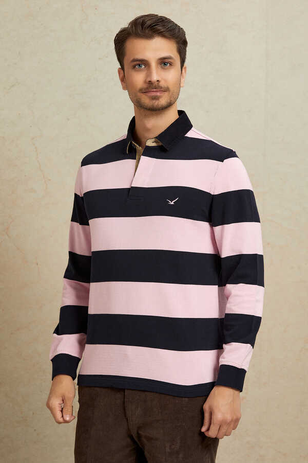 Lacivert - Pembe Kadife Yaka Sweatshirt - 5