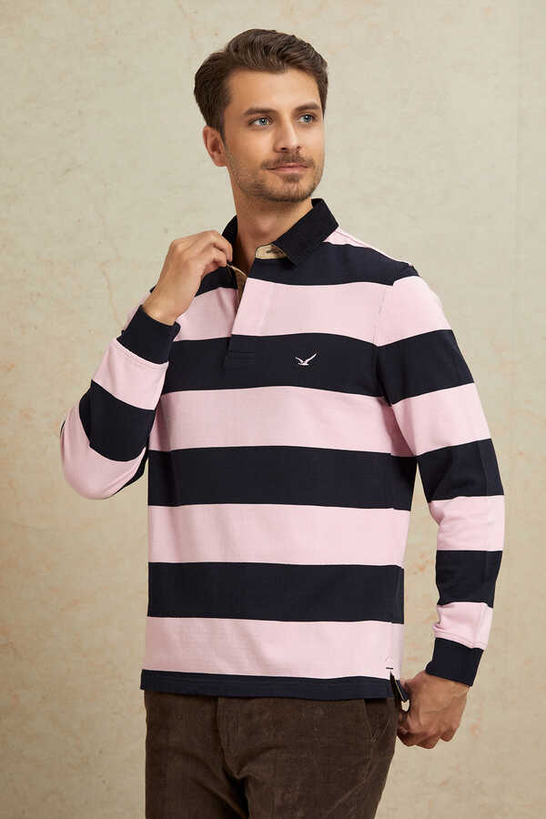 Lacivert - Pembe Kadife Yaka Sweatshirt - 6