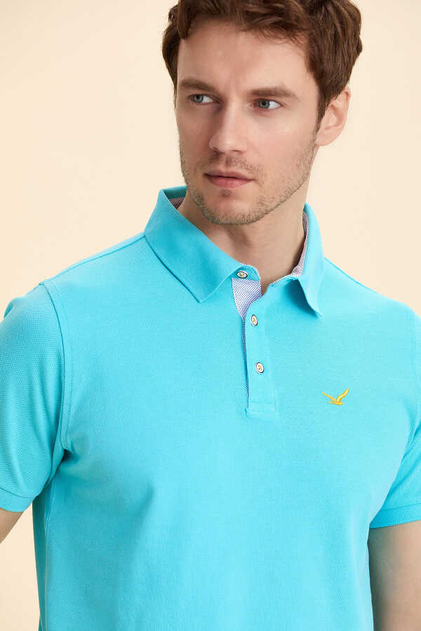 Turquoise 100% Cotton Logo Polo T-shirt