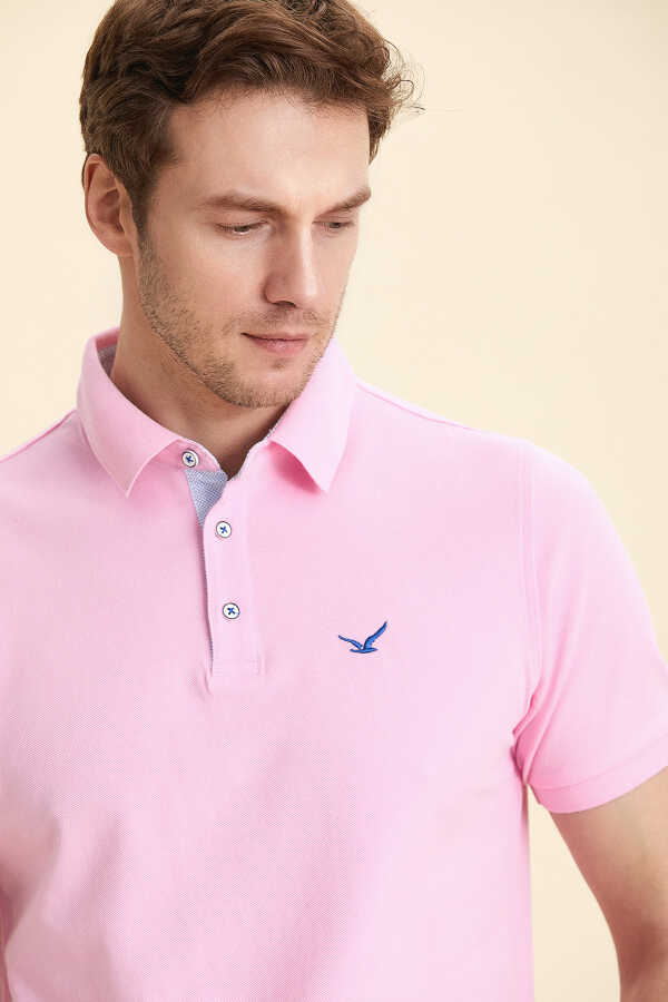 Pink 100% Cotton Polo T-shirt with Logo