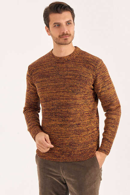 Orange Wool Crew Neck Sweater 