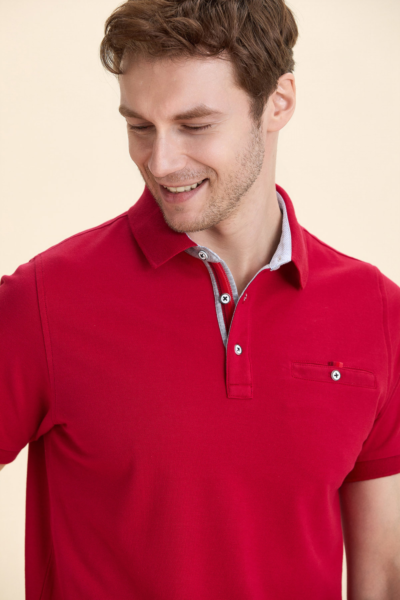 Bordo %100 Pamuk Polo Tişört