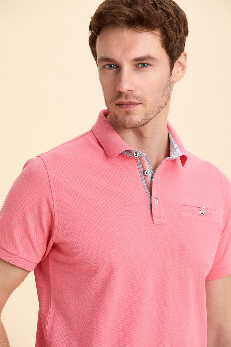 Pembe %100 Pamuk Polo Tişört