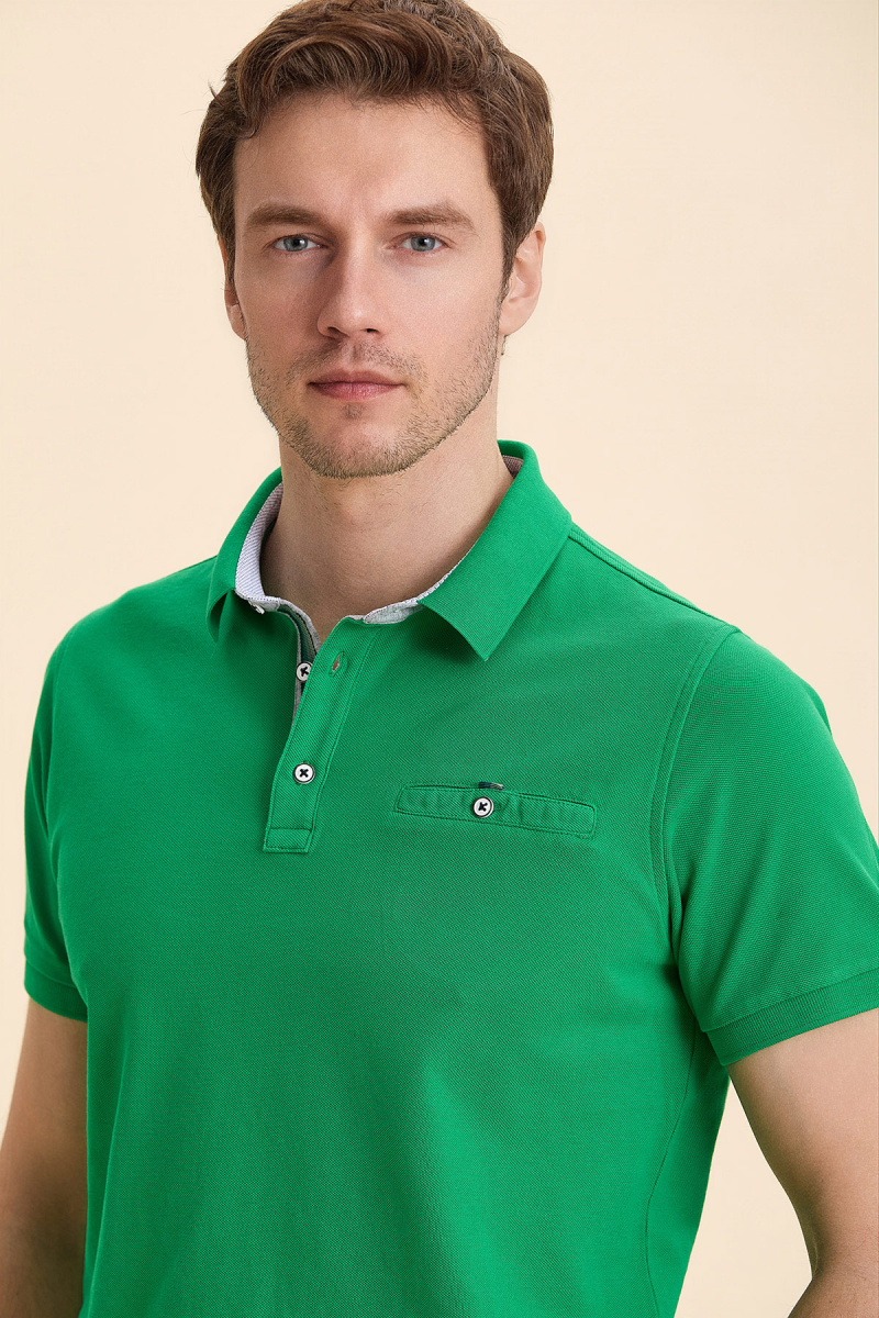 Yeşil %100 Pamuk Polo Tişört