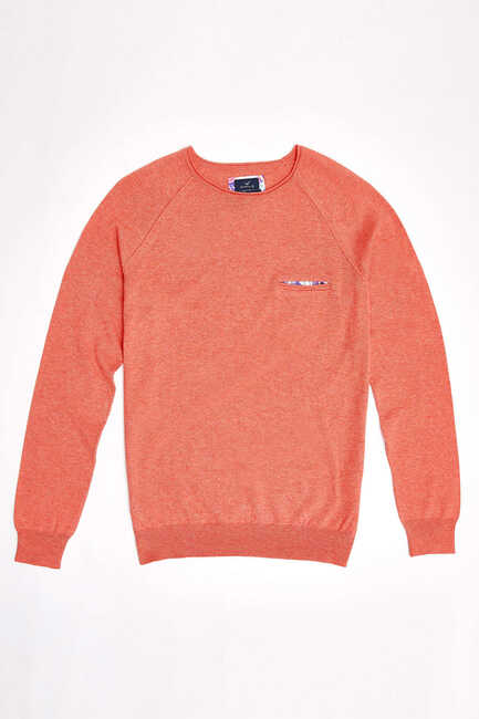 VINCENT ROUND NECK KNITWEAR - CORAL - Thumbnail