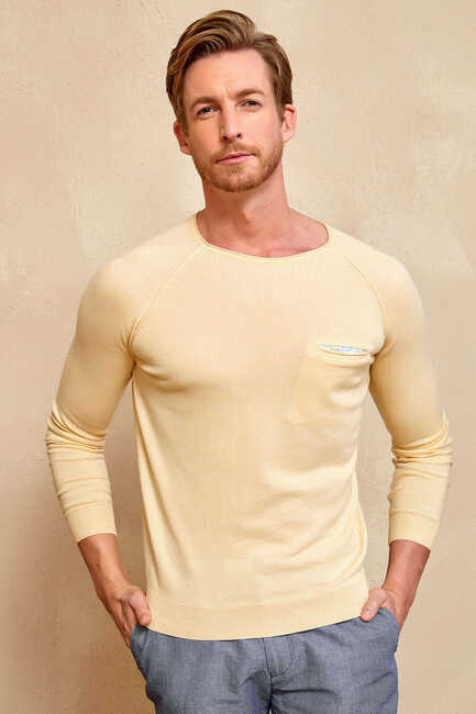 VINCENT ROUND NECK KNITWEAR - YELLOW - Thumbnail