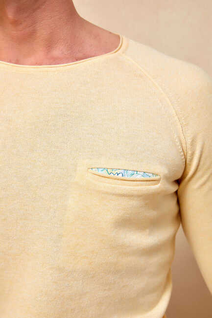VINCENT ROUND NECK KNITWEAR - YELLOW - Thumbnail