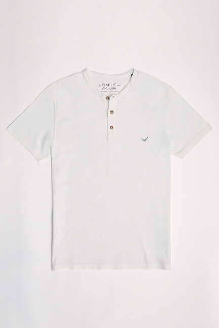SMILE - NORTH HENLEY T- SHIRT - OFF WHITE (1)