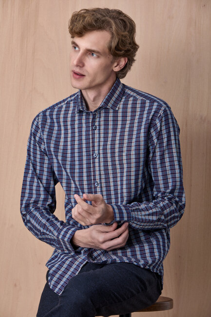 Lacivert %100 Pamuk Gömlek Lacivert