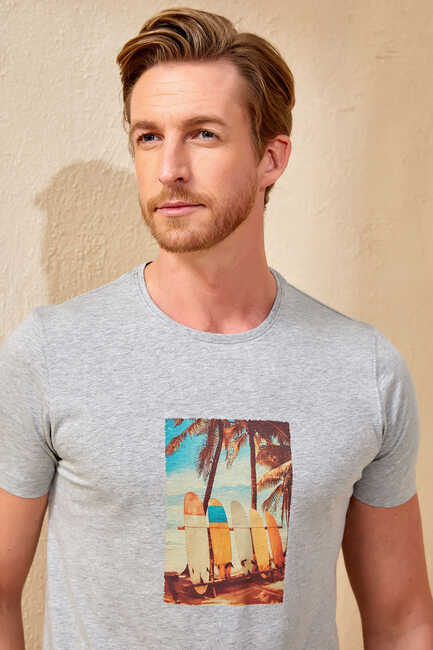 SURFY MAN T- SHIRT - GREY MELANGE - Thumbnail