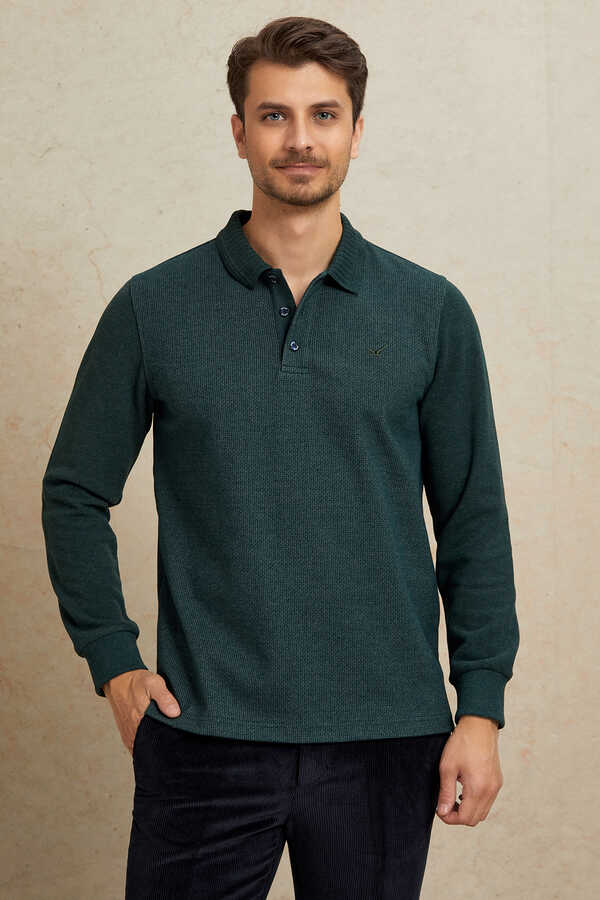 Yeşil Polo Sweatshirt - 1