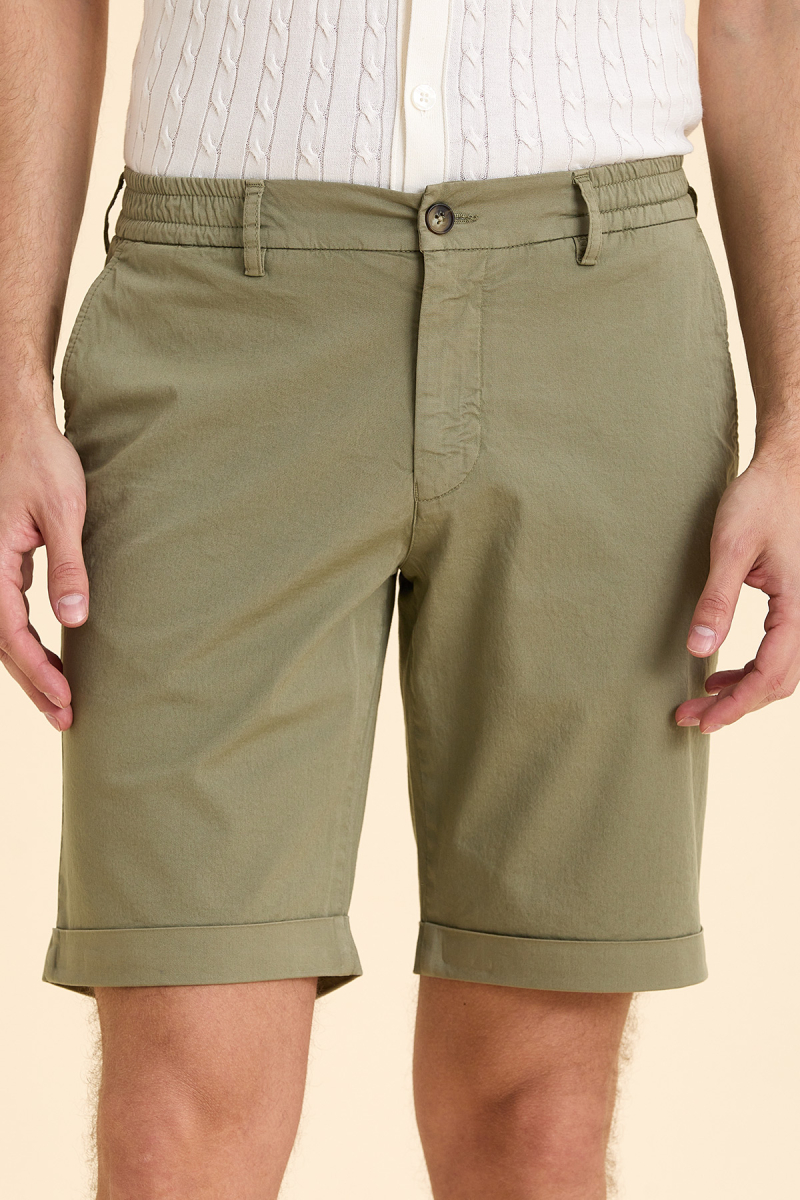 Haki Pamuklu Bermuda Şort