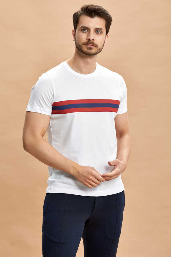 White 100% Cotton Printed T-shirt