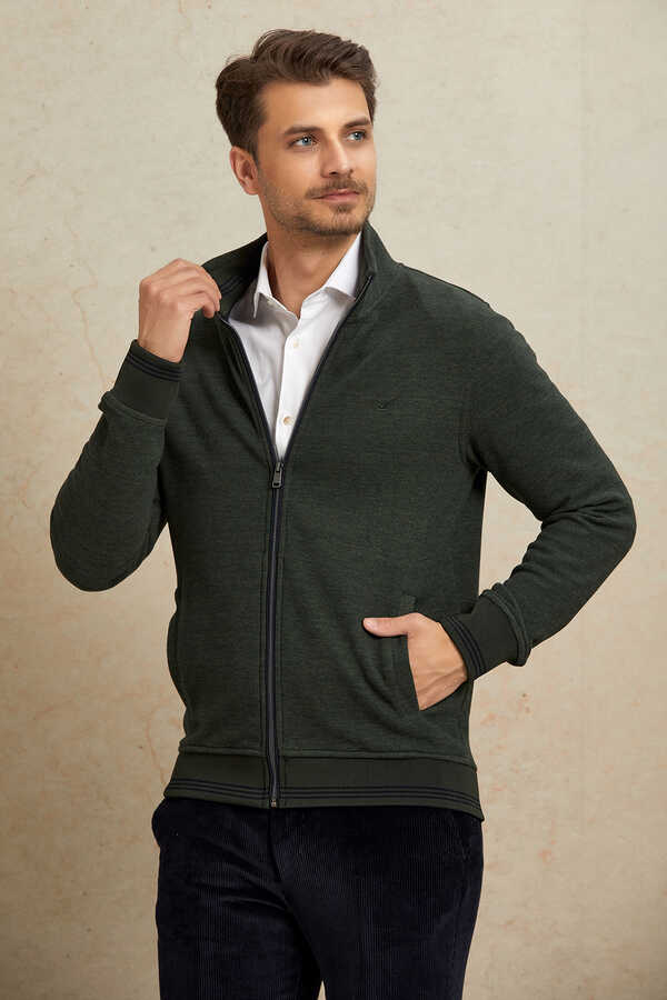 Haki Sweat Ceket - 4