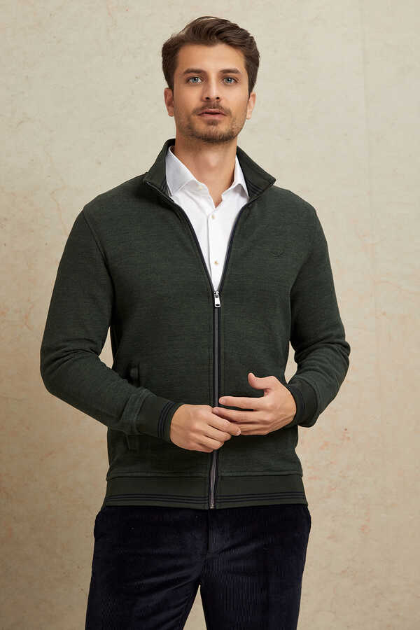 Haki Sweat Ceket - 1