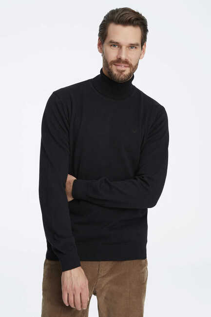 Black 100% Cotton Turtleneck Sweater 