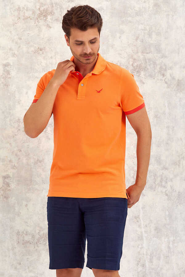 Turuncu %100 Pamuk Polo Tişört