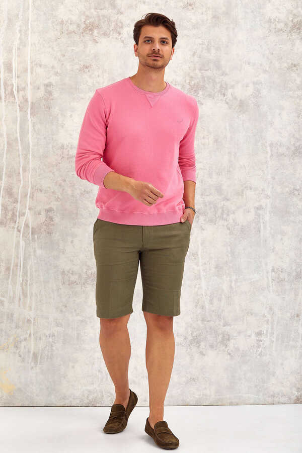 Pembe Bisiklet Yaka Sweatshirt - 1