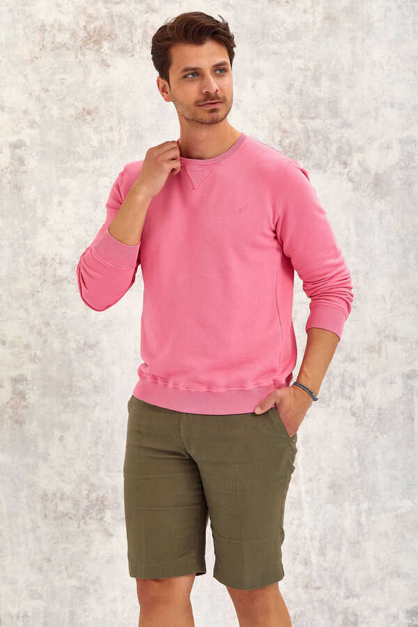 Pembe Bisiklet Yaka Sweatshirt - 2