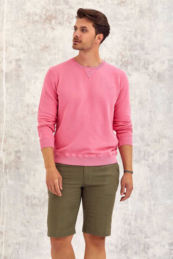 Pembe Bisiklet Yaka Sweatshirt - 3