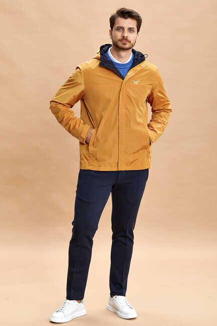 Hardal Kapüşonlu Yağmurluk Mont 