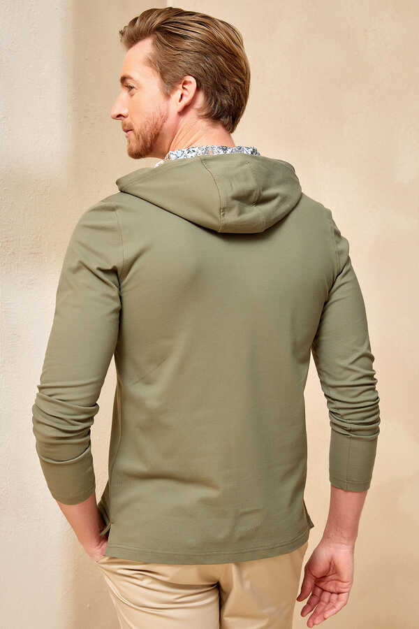 Haki Kapüşonlu Hoody - 5