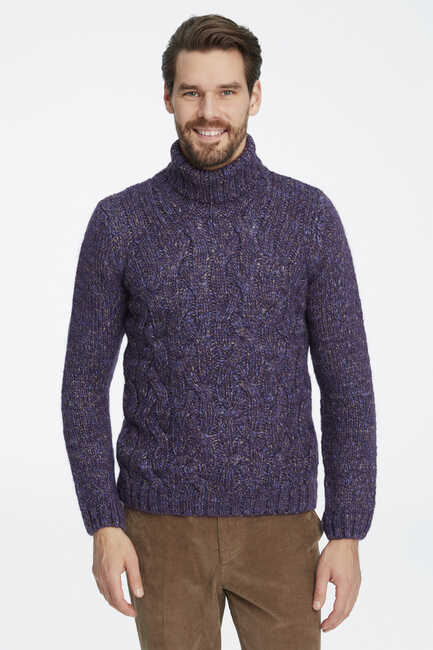 JAQUARD ROLL NECK PULLOVER - Thumbnail