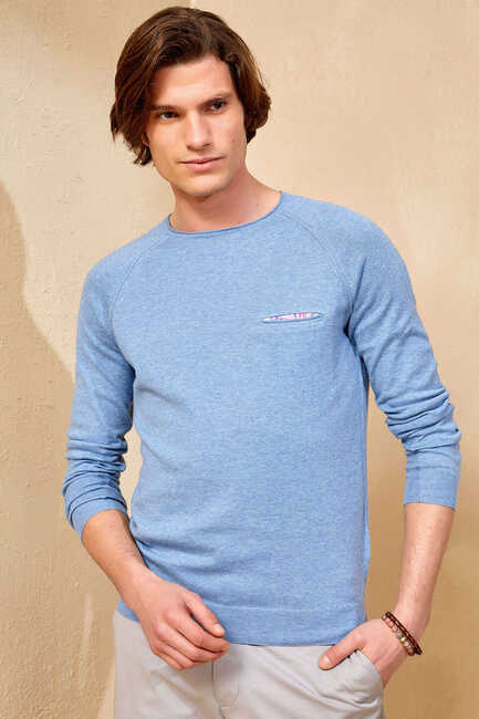 SMILE - VINCENT ROUND NECK KNITWEAR - BLUE