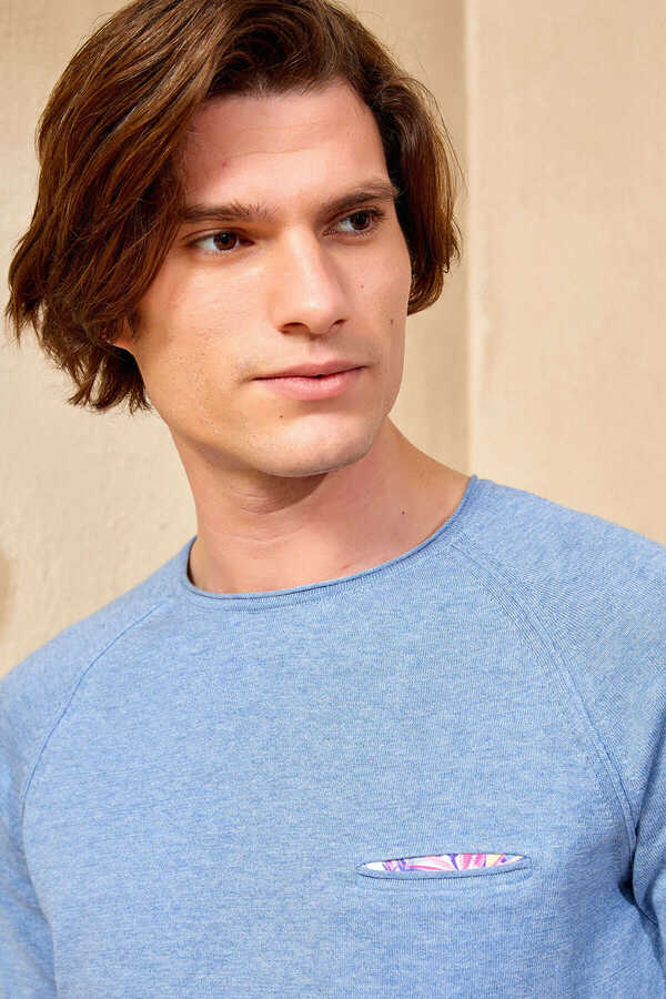 VINCENT ROUND NECK KNITWEAR - BLUE - 3