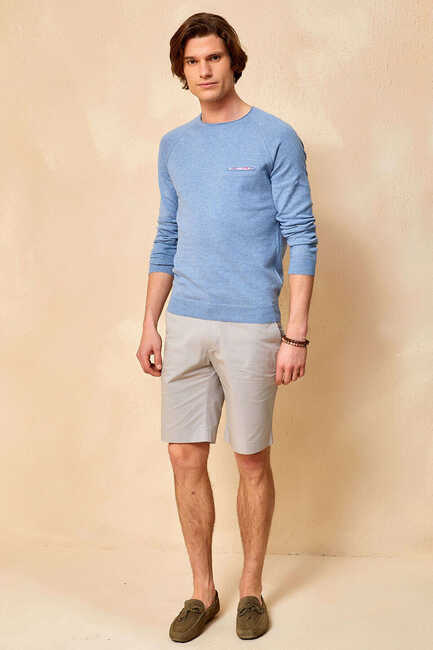 VINCENT ROUND NECK KNITWEAR - BLUE - Thumbnail