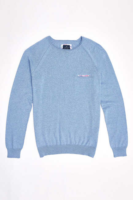 SMILE - VINCENT ROUND NECK KNITWEAR - BLUE (1)