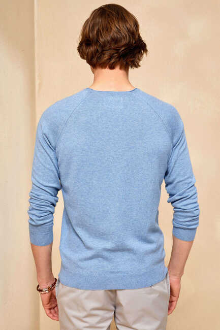 VINCENT ROUND NECK KNITWEAR - BLUE - Thumbnail