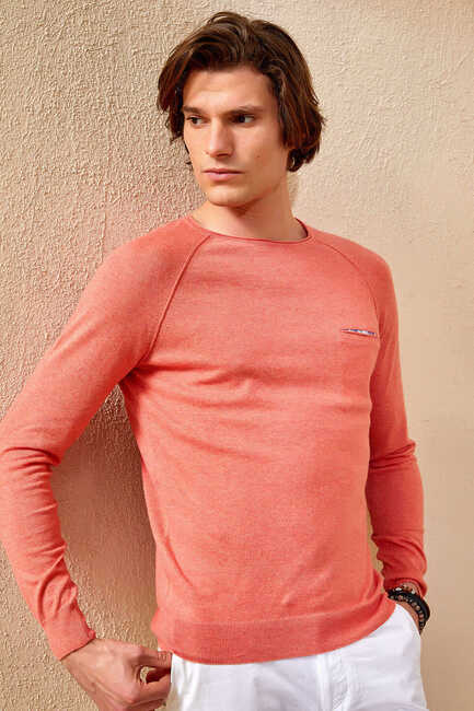 SMILE - VINCENT ROUND NECK KNITWEAR - CORAL