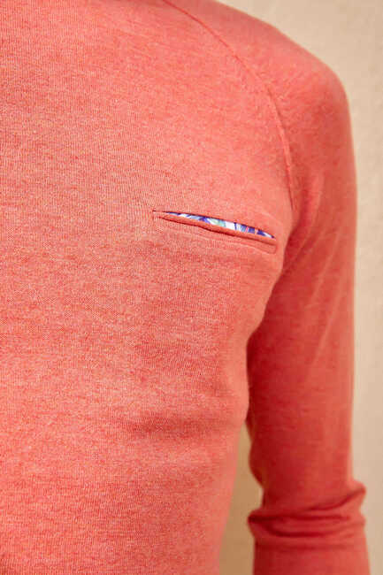 VINCENT ROUND NECK KNITWEAR - CORAL - Thumbnail