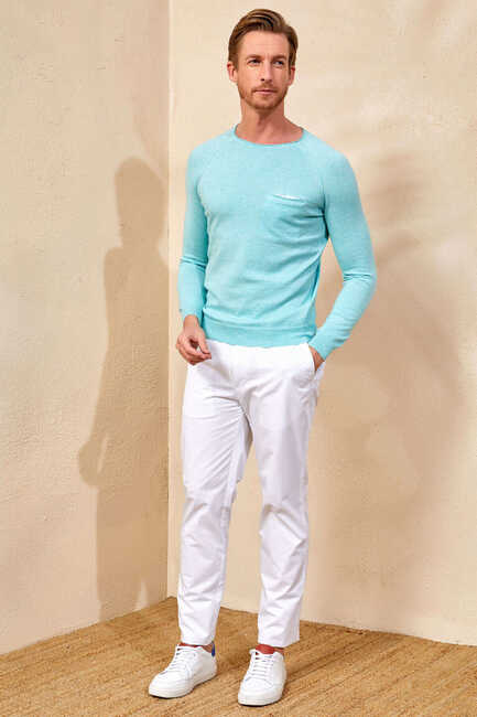 VINCENT ROUND NECK KNITWEAR - MINT - Thumbnail