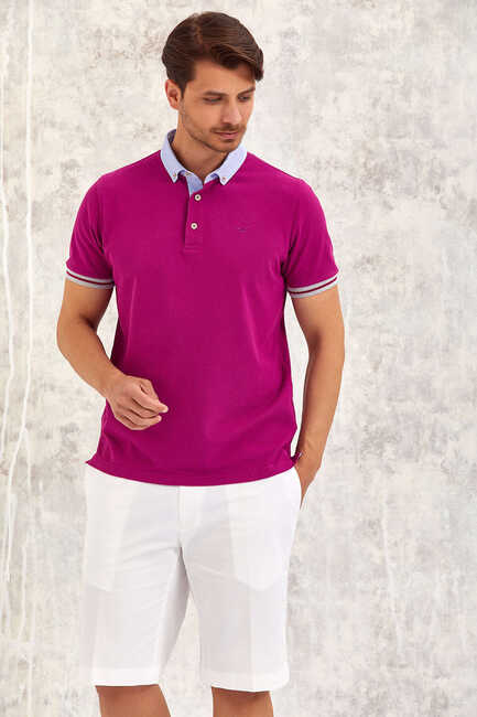 Pink Polo Neck T-Shirt Purple